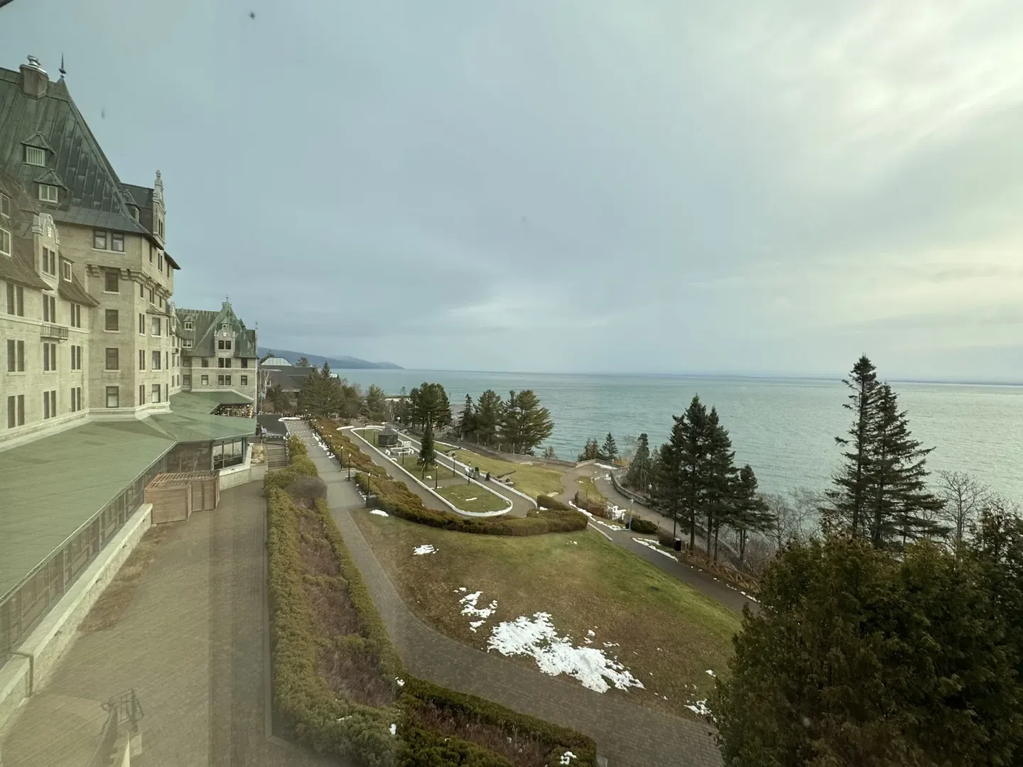 Historic waterfront hotel exterior in La Malbaie, Quebec